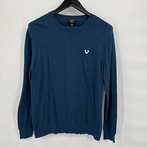 True Religion HS LS Crewneck Sweater blue pullover Men's Size‎ M